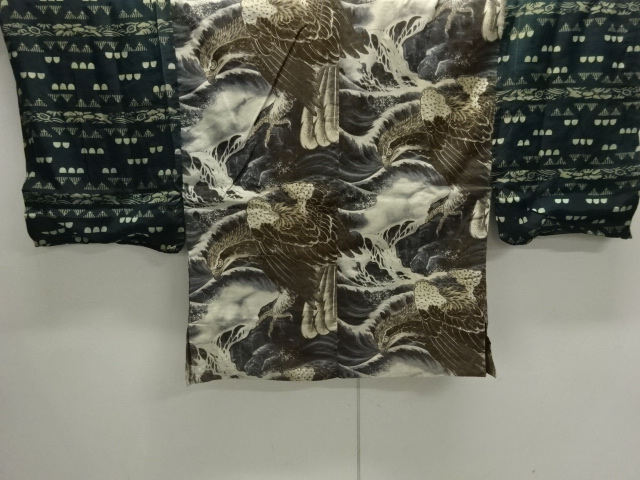 JAPANESE KIMONO / ANTIQUE MENS HALF JUBAN / HAWK